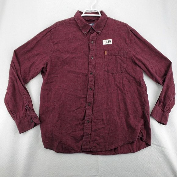 Chaps Shirt Men's Long Sleeve Casual Button Up Collared Twill Oxford Red XL - Picture 6 of 12